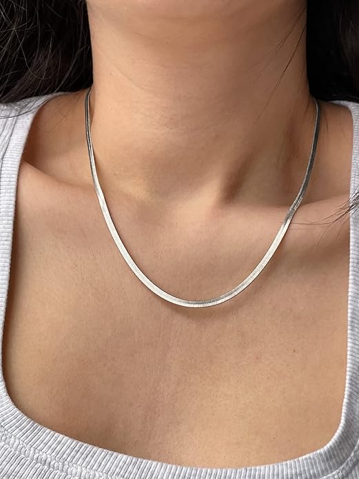 Diana Herringbone Necklace – 14K Gold Plated Layered Choker