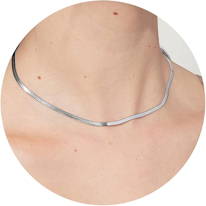 Diana Herringbone Necklace – 14K Gold Plated Layered Choker