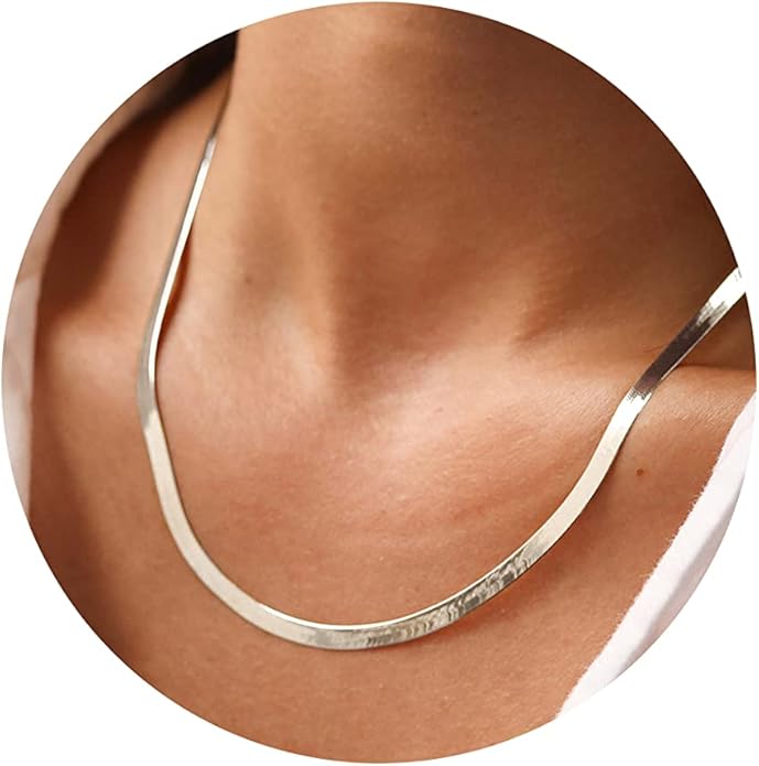 Diana Herringbone Necklace – 14K Gold Plated Layered Choker