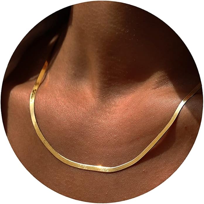 Diana Herringbone Necklace – 14K Gold Plated Layered Choker