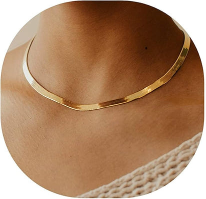 Diana Herringbone Necklace – 14K Gold Plated Layered Choker