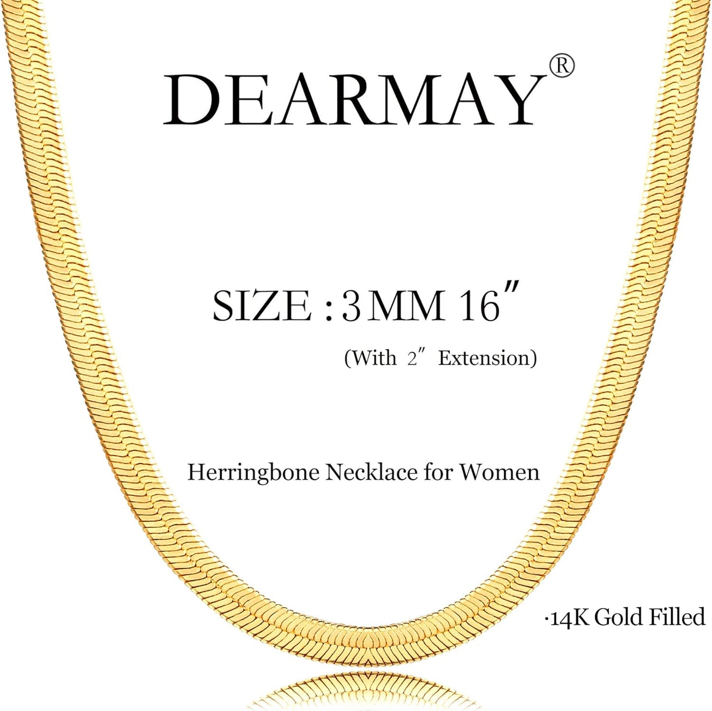 14K Gold Plated Necklaces for Women, Dainty Gold Herringbone Choker Necklace Thin Layered Snake Chain Jewelry for Gifts