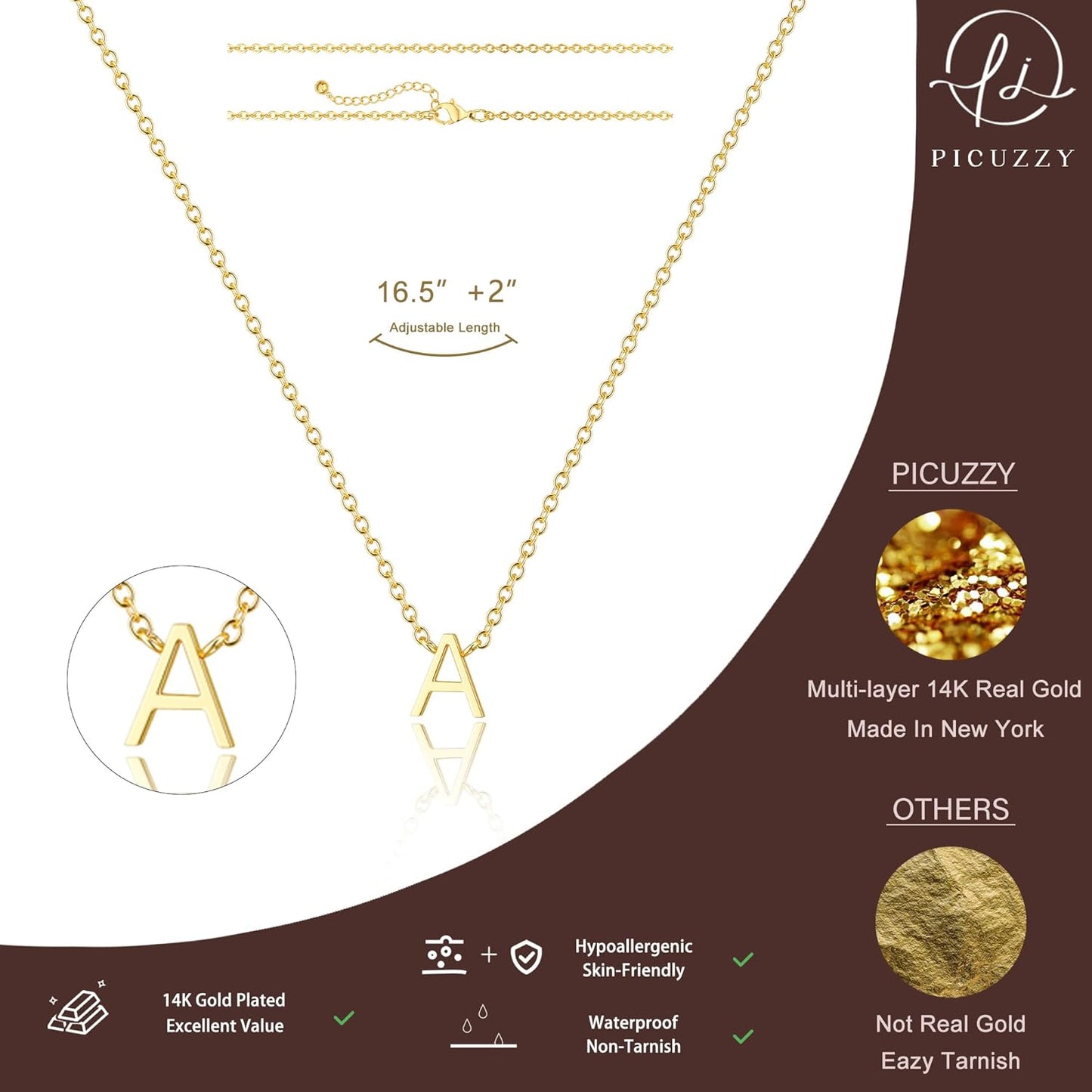 Bella Gold Initial Necklace – Dainty Personalized Letter Pendant