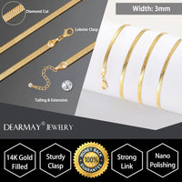 14K Gold Plated Necklaces for Women, Dainty Gold Herringbone Choker Necklace Thin Layered Snake Chain Jewelry for Gifts
