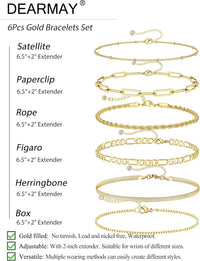Gold Bracelets for Women Waterproof, 14K Gold Plated Jewelry Sets Trendy Thin Dainty Stackable Cuban Link Paperclip Chain Bracelet Pack Fashion Accessories Gifts for Womens